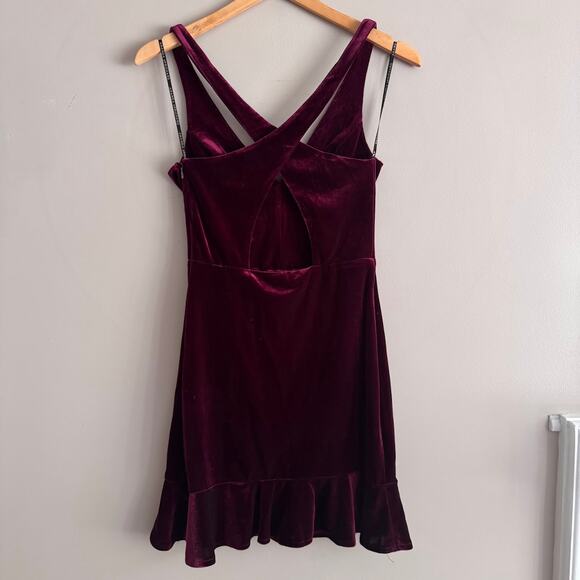 Amanda Uprichard Burgundy Red Velvet Mini Dress Size Medium - Picture 6 of 7